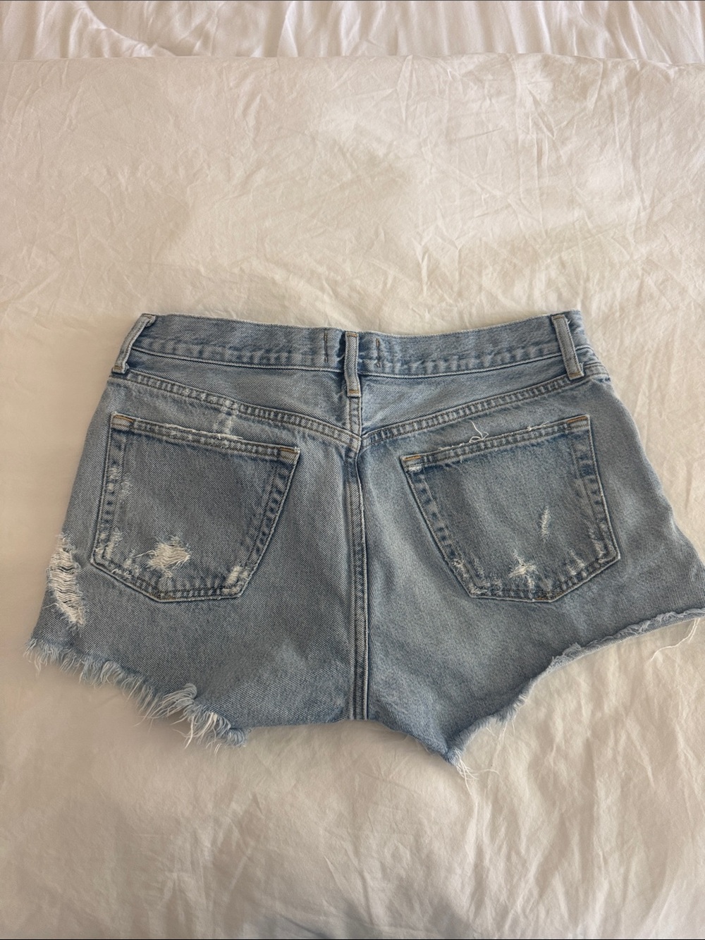 AGOLDE Light Blue Distressed Denim Jean Shorts